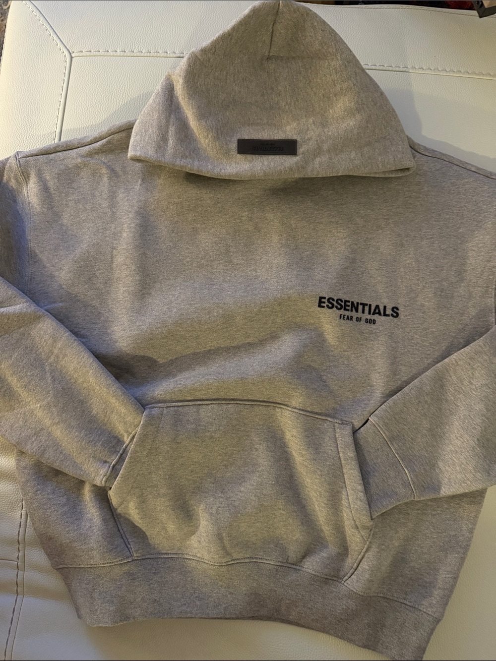 Essentials Grey Hoodie with Black Fear of God Logo